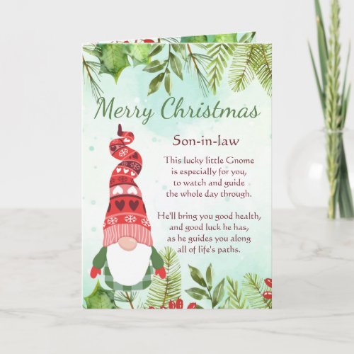 Fun Son_in_law Christmas Lucky Gnome  Card
