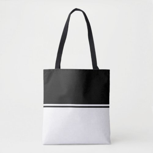 Fun Sophisticated Black White Striped Color Block Tote Bag