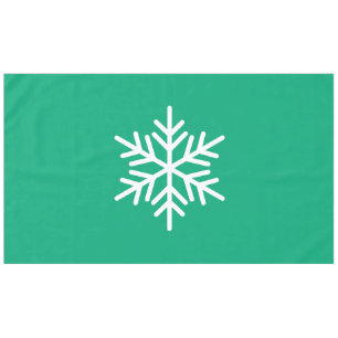 Fun Sophisticated Nordic Snowflake On Blue Green Tablecloth