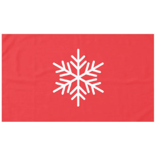 Fun Sophisticated Nordic Snowflake On Bright Red Tablecloth