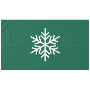 Fun Sophisticated Nordic Snowflake On Deep Green Tablecloth