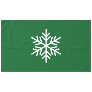 Fun Sophisticated Nordic Snowflake On Forest Green Tablecloth