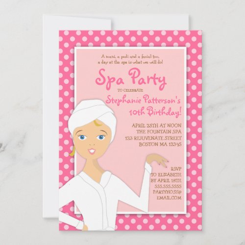 Fun Spa Girl Birthday Spa Party Invitation | Pink