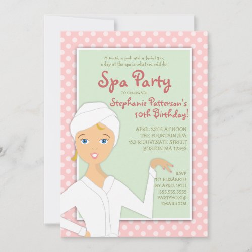 Fun Spa Girl Birthday Spa Party Invitation  Pink