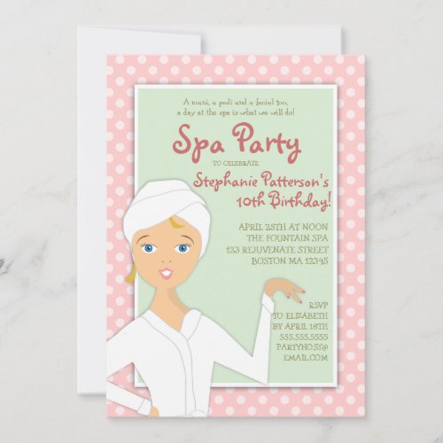 Fun Spa Girl Birthday Spa Party Invitation | Pink