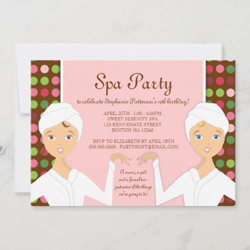 Fun Spa Girl Birthday Spa Party Invitation  Pink