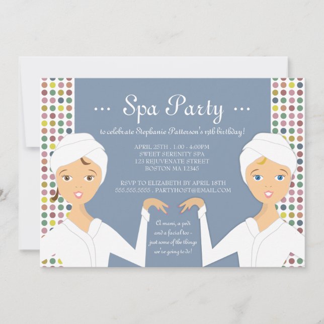 Fun Spa Girl Birthday Spa Party Invitation | Zebra (Front)