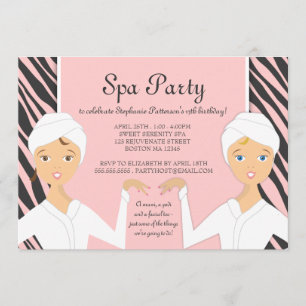 Fun Spa Girl Birthday Spa Party Invitation   Zebra