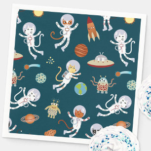 Fun Space Cats Birthday Party Napkins