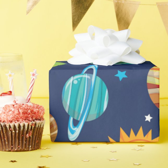 Fun Space party pattern wrap Wrapping Paper (Birthday Party)
