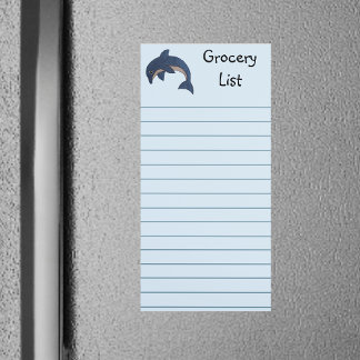 Fun Sparkle Dolphin Jumping Dark Blue White Lines Magnetic Notepad