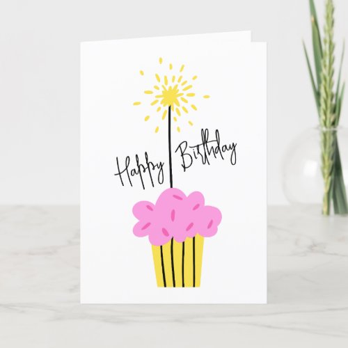 Fun Sparkler Cupcake Add a Name Birthday Card