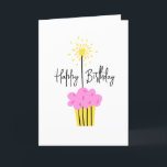 Fun Sparkler Cupcake Add a Name Birthday Card<br><div class="desc">Oh how cute.  Sparkling sparkler in a cupcake to celebrate a friend's or family member's birthday.  Add their name inside and they'll be tickled pink with your card.</div>