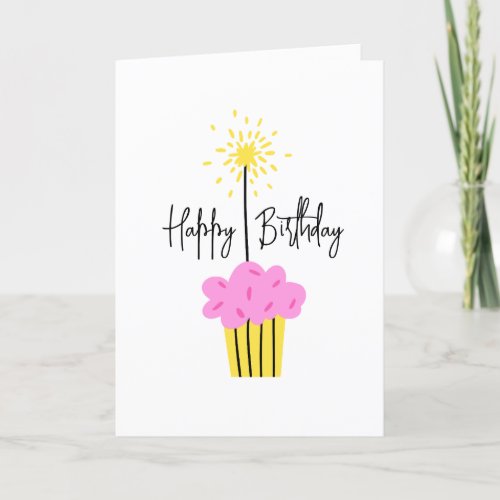 Fun Sparkler Cupcake Add a Name Birthday Card