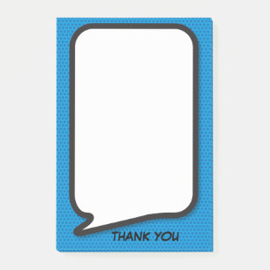 Fun Speech Bubble Personalized Thank You Blue Post-it Notes