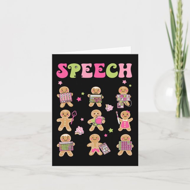 Fun Speech Therapy Gingerbread Cookies SLP Christm Card (Front)