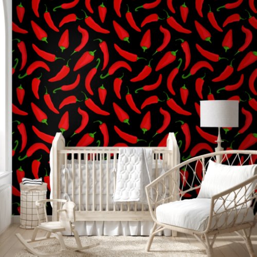 Fun Spicy Red Chili Peppers Red Black Wallpaper