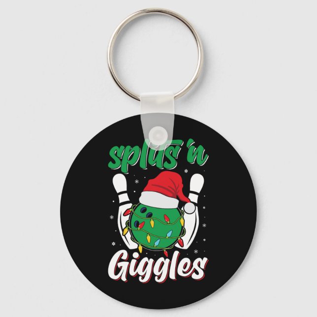 Fun Splits n Giggles Bowling Player Christmas Bowl Keychain (Front)