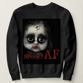Fun Spooky Af Creepy Goth Doll Face Halloween Sweatshirt by DP_Holidays at Zazzle