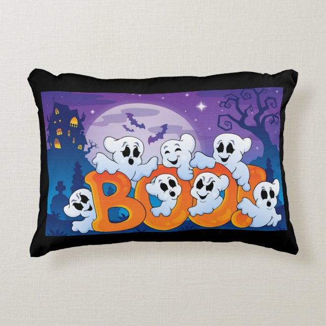 Fun Spooky Ghost Accent Pillow (Front)