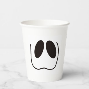 Fun, spooky, ghost face on Halloween Paper Cups