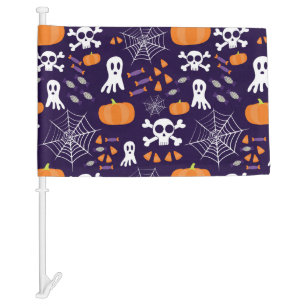 Fun Spooky Halloween Characters Car Flag