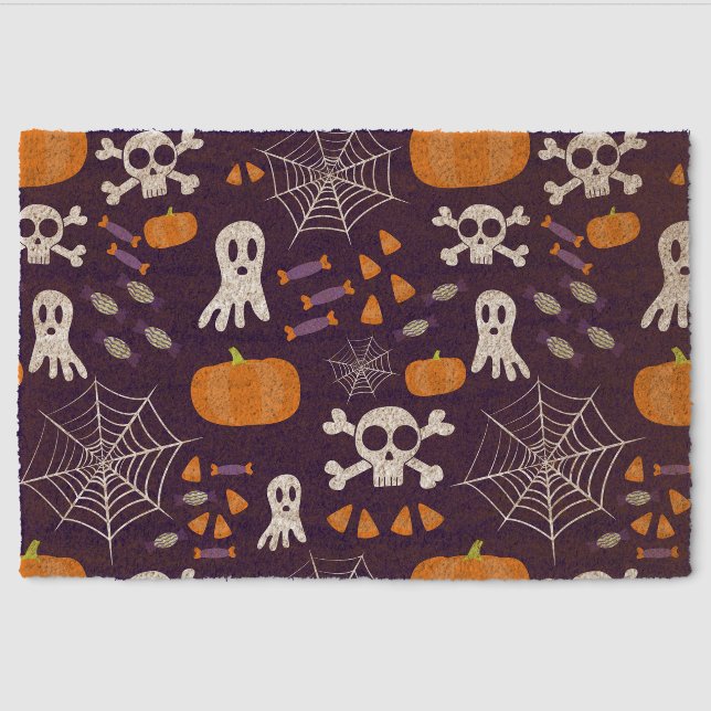 Fun Spooky Halloween Characters Fiber Doormat (Front)