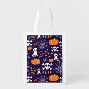 Fun Spooky Halloween Characters Grocery Bag