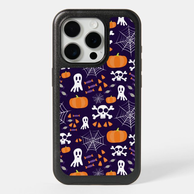 Fun Spooky Halloween Characters iPhone 15 Pro Case (Back)