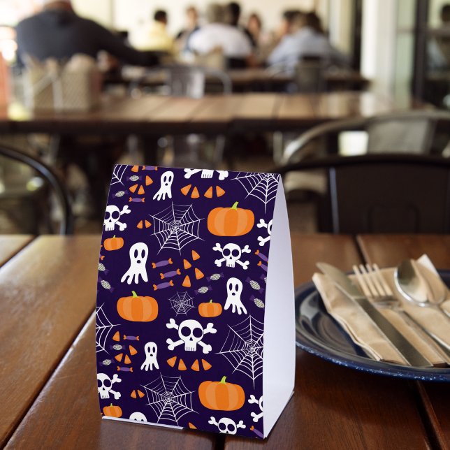 Fun Spooky Halloween Characters Paper Table Tent (Insitu(Restaurant))