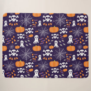 Fun Spooky Halloween Characters Sherpa Blanket