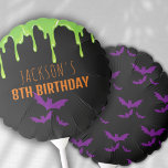 Fun Spooky Halloween Kids Birthday Party Balloon<br><div class="desc">Spooky Halloween birthday balloon with green slime and purple bats on a black background. Use the design tools to personalize the text,  font and colors.</div>