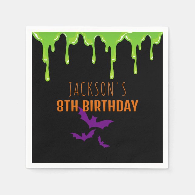 Fun Spooky Halloween Kids Birthday Party Napkins (Front)