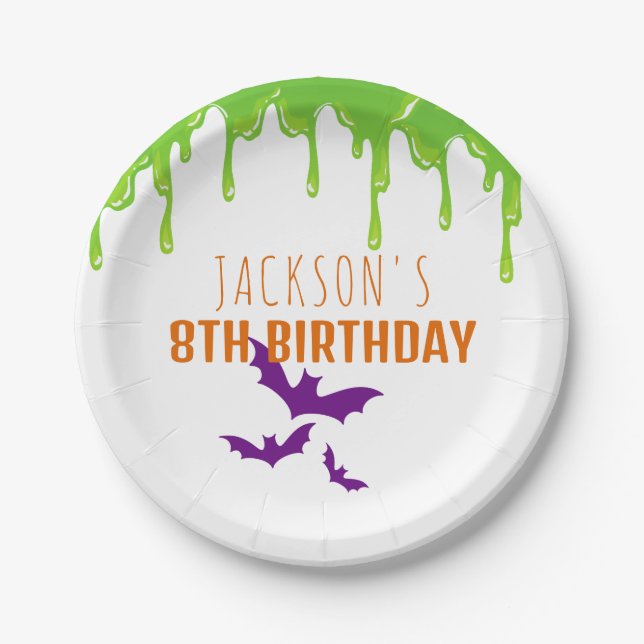 Fun Spooky Halloween Kids Birthday Party Paper Plates (Front)