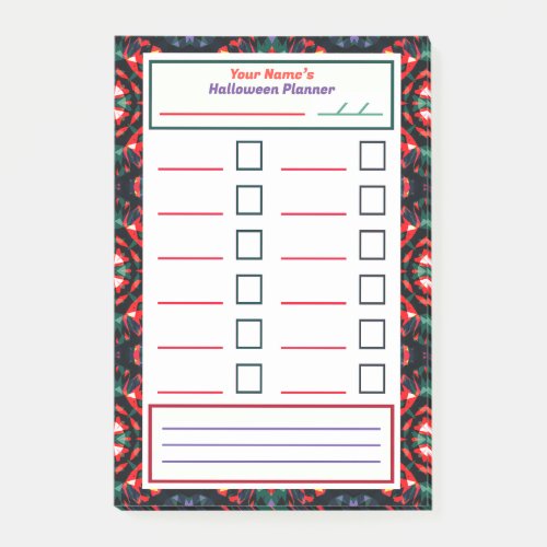 Fun Spooky Halloween Party Task Planner To Do List Post_it Notes