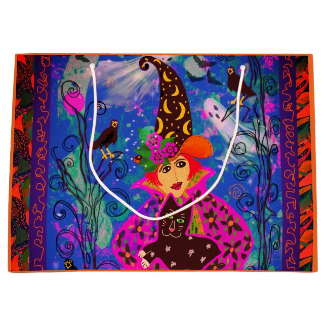 Fun Spooky Personalized Trick or Treat  Large Gift Bag (Front)