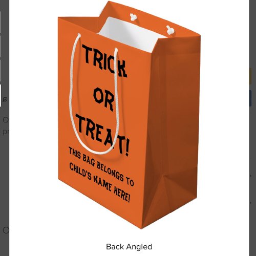 Fun Spooky Personalized Trick or Treat  Medium Gift Bag