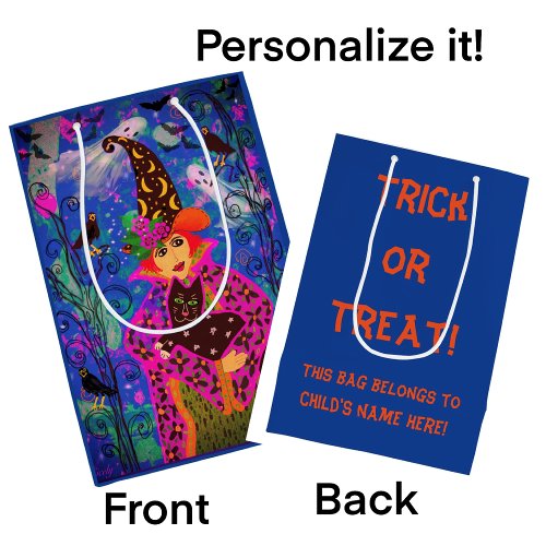 Fun Spooky Personalized Trick or Treat  Medium Gift Bag