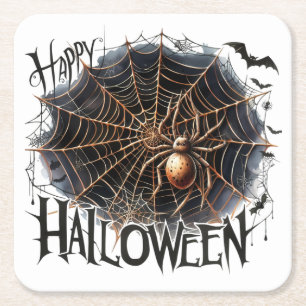 Fun Spooky Spider Web Halloween Paper Coaster