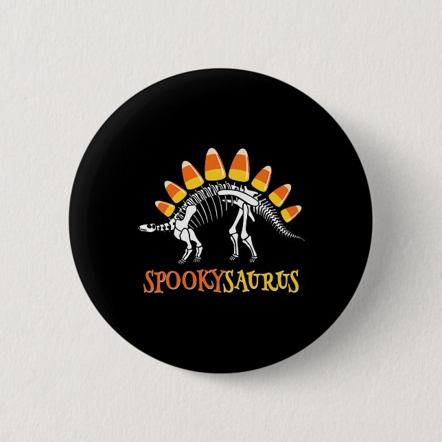 Fun Spookysaurus Candy Corn Dinosaur Halloween Tod Button (Front)