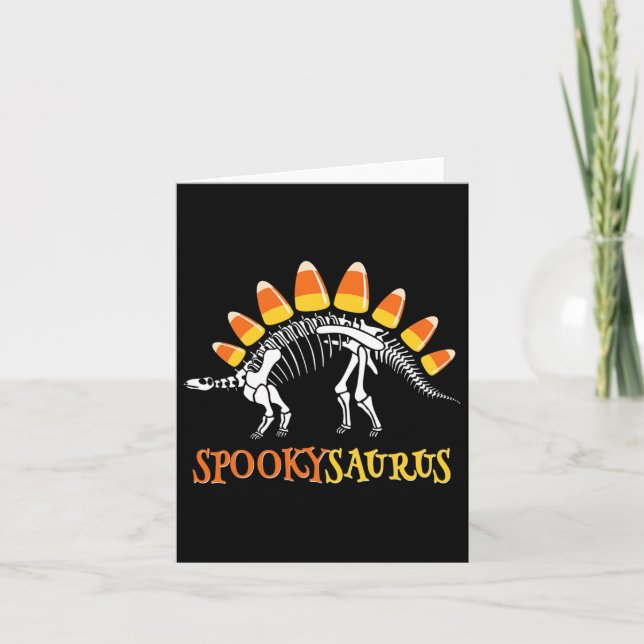 Fun Spookysaurus Candy Corn Dinosaur Halloween Tod Card (Front)