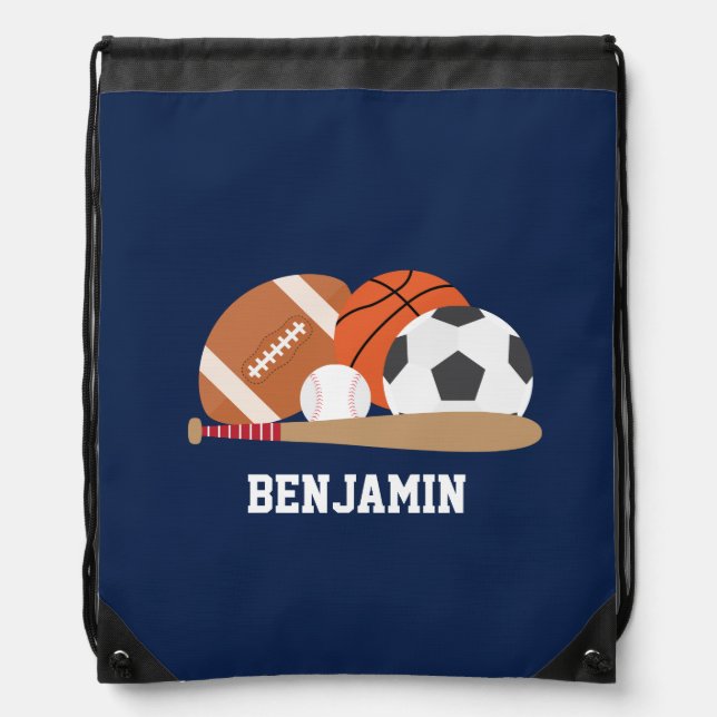 Fun Sport Fan Personalized Drawstring Bag (Front)