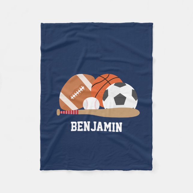 Fun Sport Fan Personalized Fleece Blanket (Front)