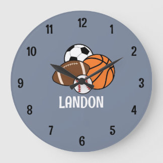 Fun sports baseball football personalized clock