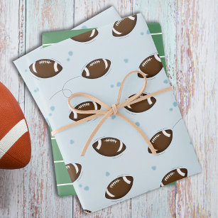 Fun Sports Green Football Field Whimsical Cute Wrapping Paper Sheets
