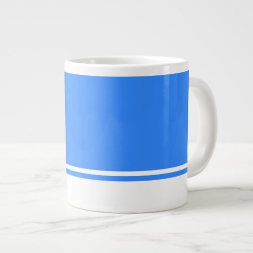 Fun Sporty Bright Blue White Bottom Racing Stripes Giant Coffee Mug