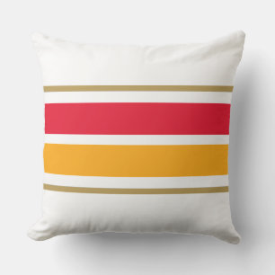 Fun Sporty Bright Red Yellow White Racing Stripes Outdoor Pillow