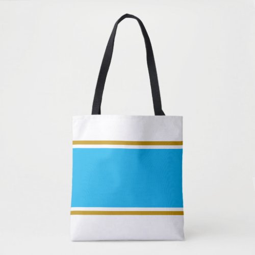 Fun Sporty Bright Sky Blue Racing Stripes On White Tote Bag