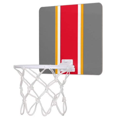 Fun Sporty Gray Red Yellow White Racing Stripes Mini Basketball Hoop