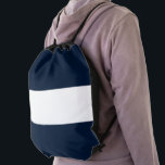 Fun Sporty Nautical Navy Blue White Wide Stripes Drawstring Bag<br><div class="desc">This bright elegant modernist design features a wide borderless nautical white center stripe blending seamlessly into its companion navy blue stripes above and below.</div>